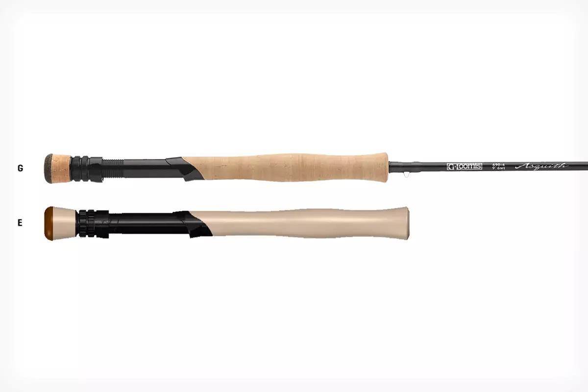 The butt sections of two fly rods
