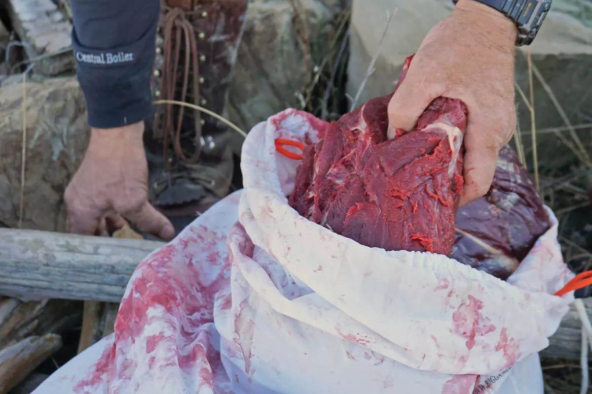 loading meat in bag