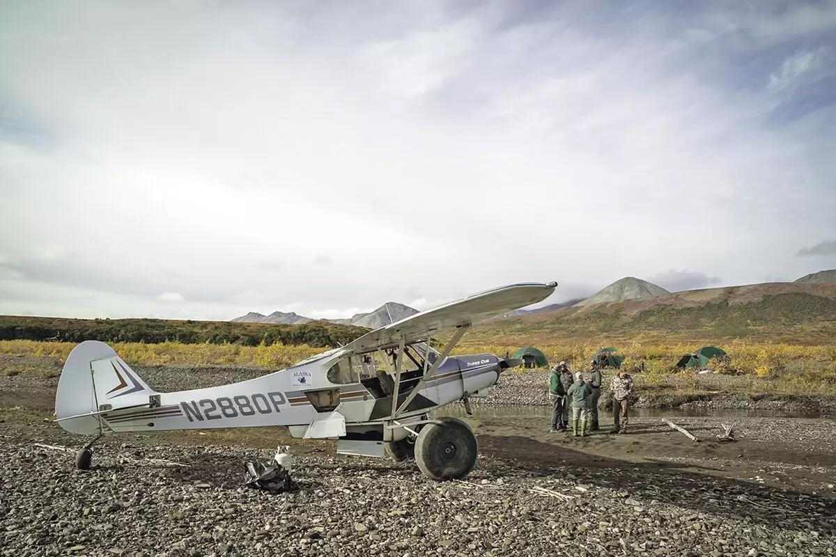 bush plane on backcountry runway