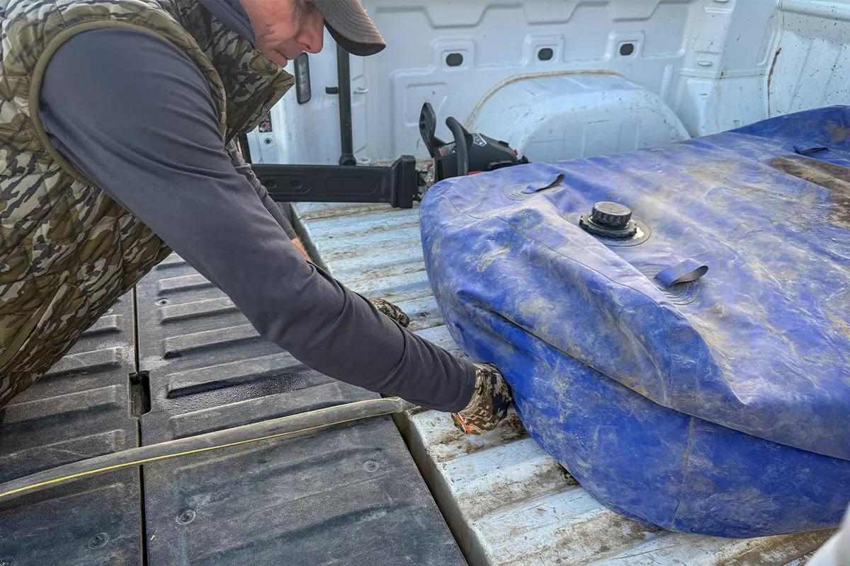 Water bladder in truck bed