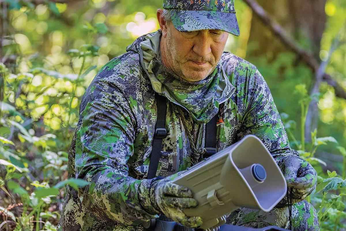 man with electronic caller