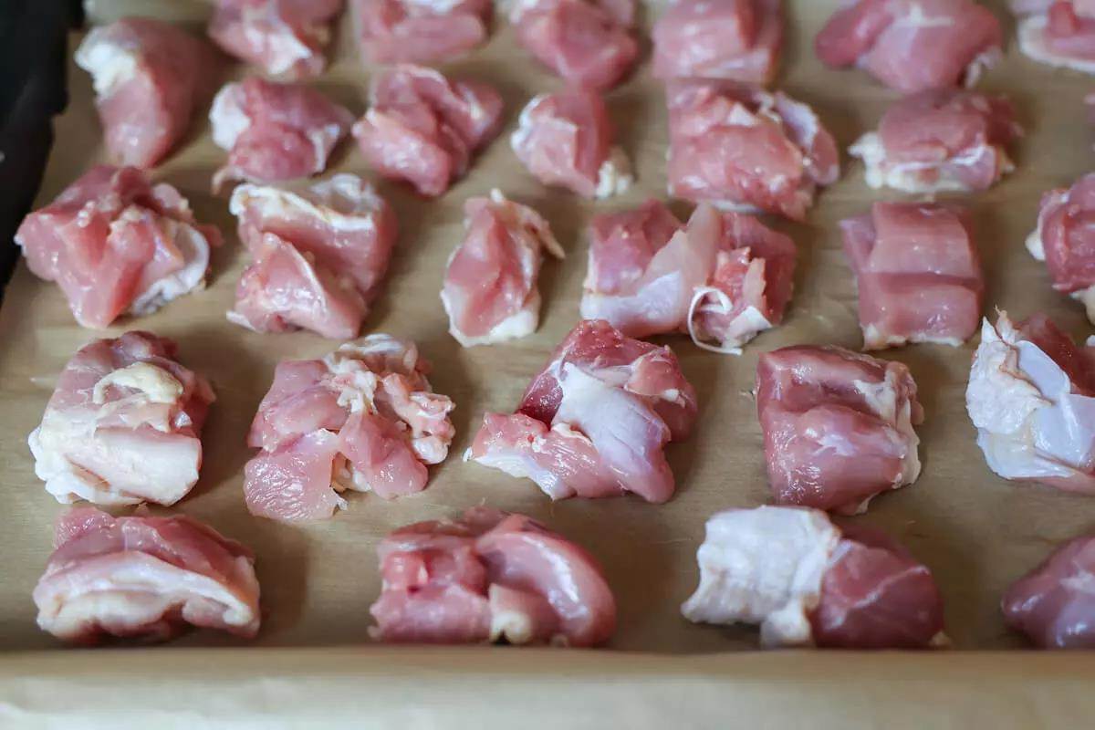 wild turkey meat cubed and trimmed