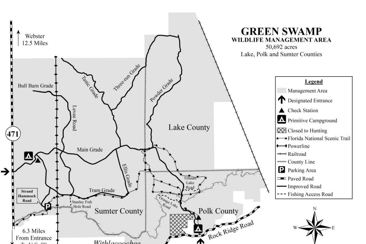 Map of Green Swamp Wildlife Management Area in Florida