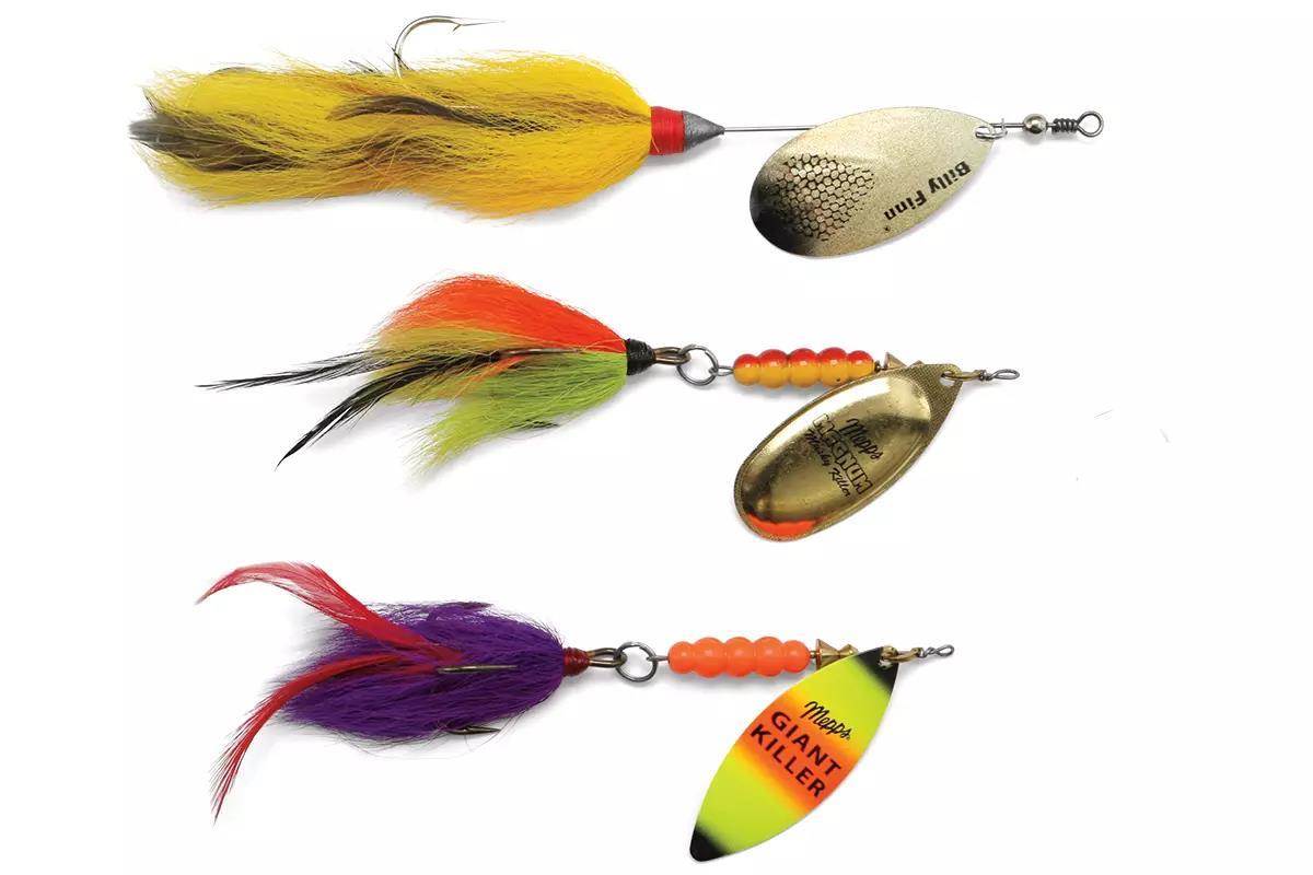image of three bucktail lures for pike