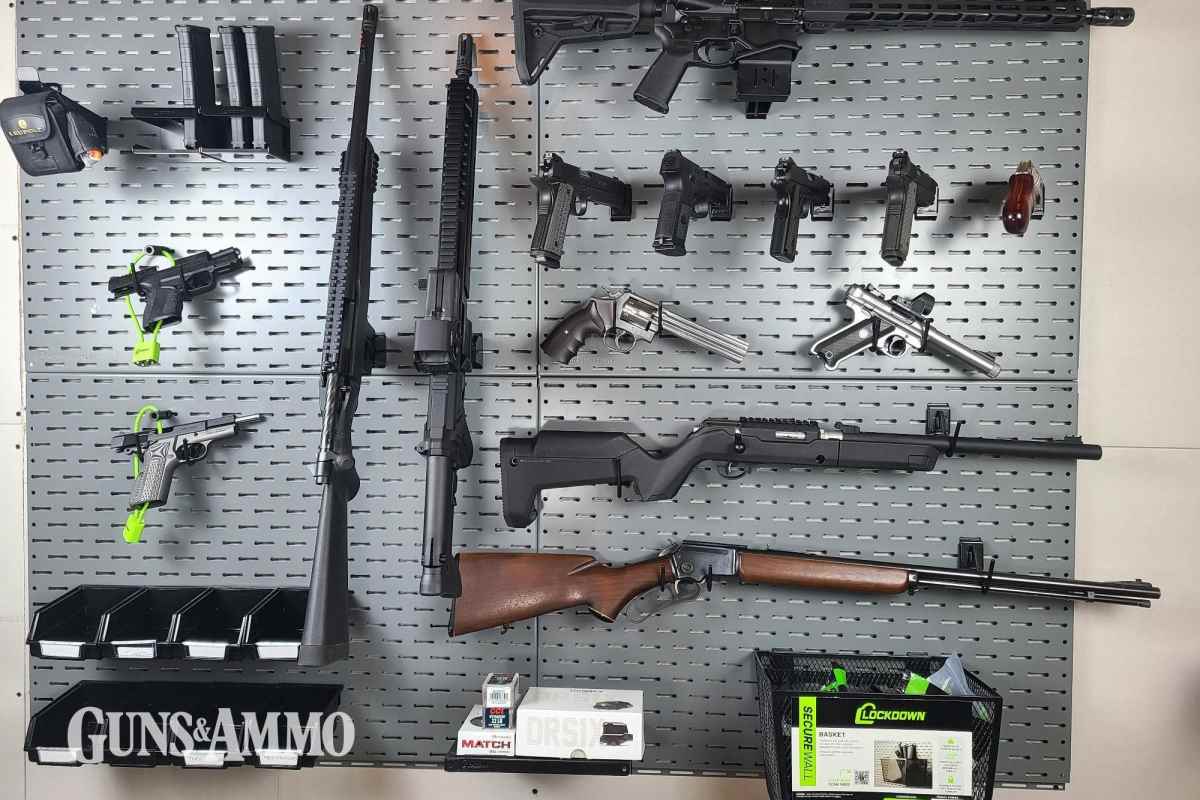 Lake Erie Goods 2nd Amendment 3-Pak Handgun Display Stand - USA Made Pistol Rack For Safe