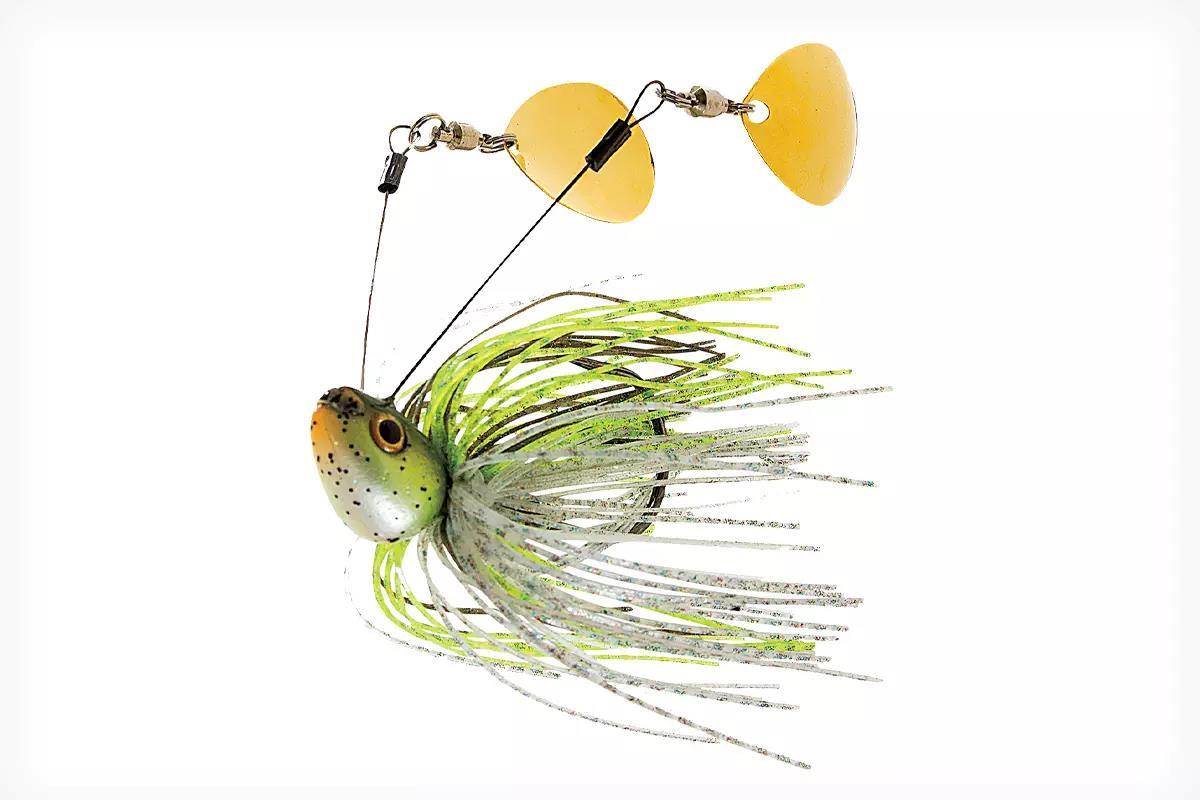 Studio photo of a Stanley-Hale Double Trouble Twin Spin spinner bait