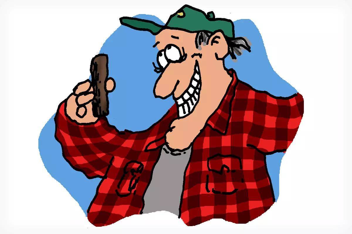 A cartoony illustration of a man holding a cigar and smiling.