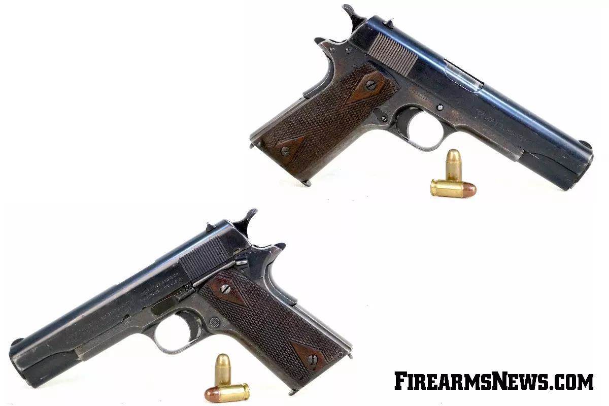 Colt M1911 pistol on a white background.