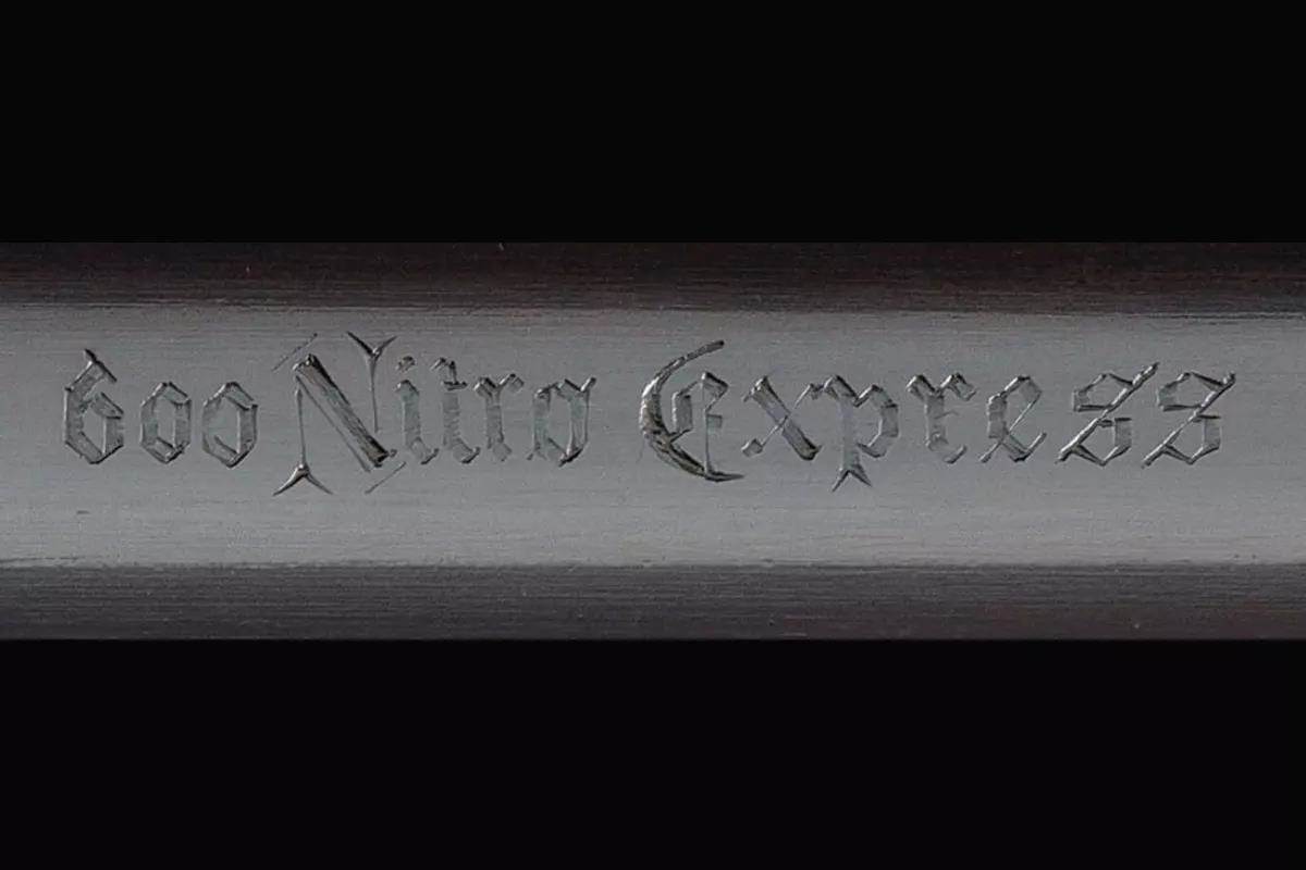 .600 Nitro Express barrel markings.