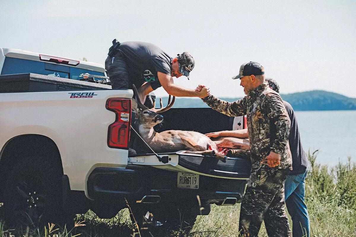 loading buck in truck