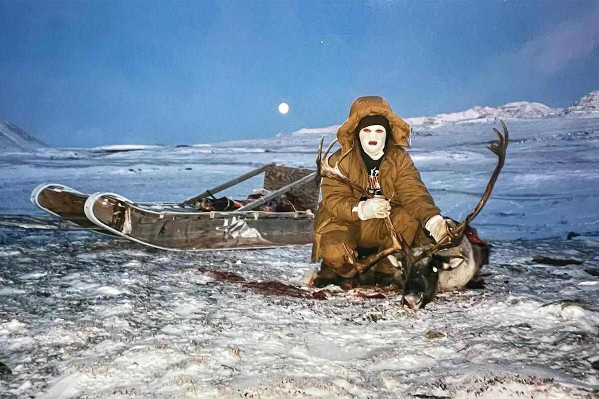 hunter with snow mask