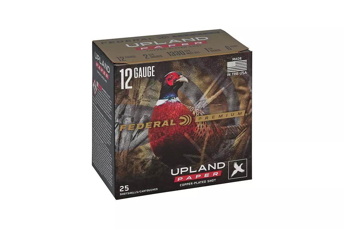 Federal Premium Upland Paper box of shotgun shells on a white background.