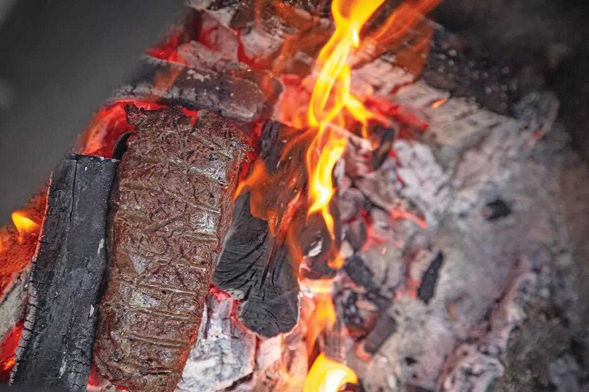 steak over fire