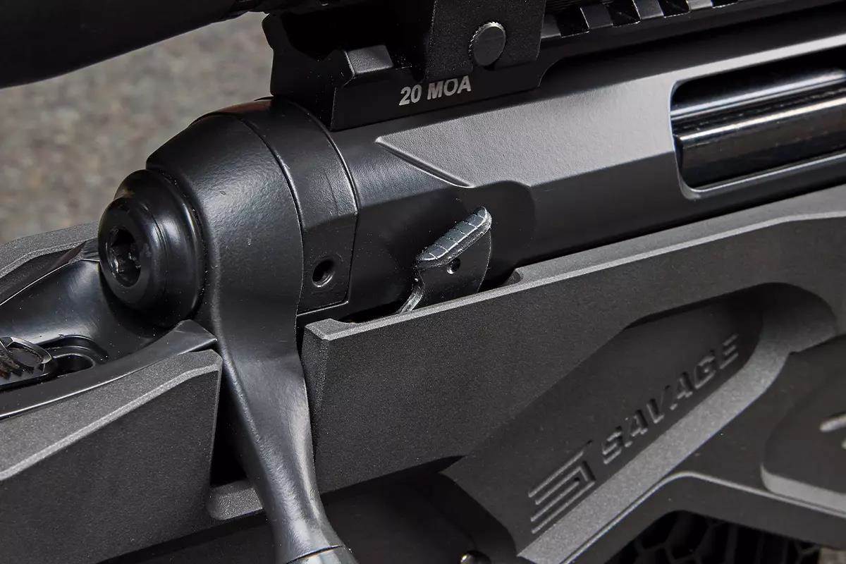  bolt release on Savage 110 rimfire rifle