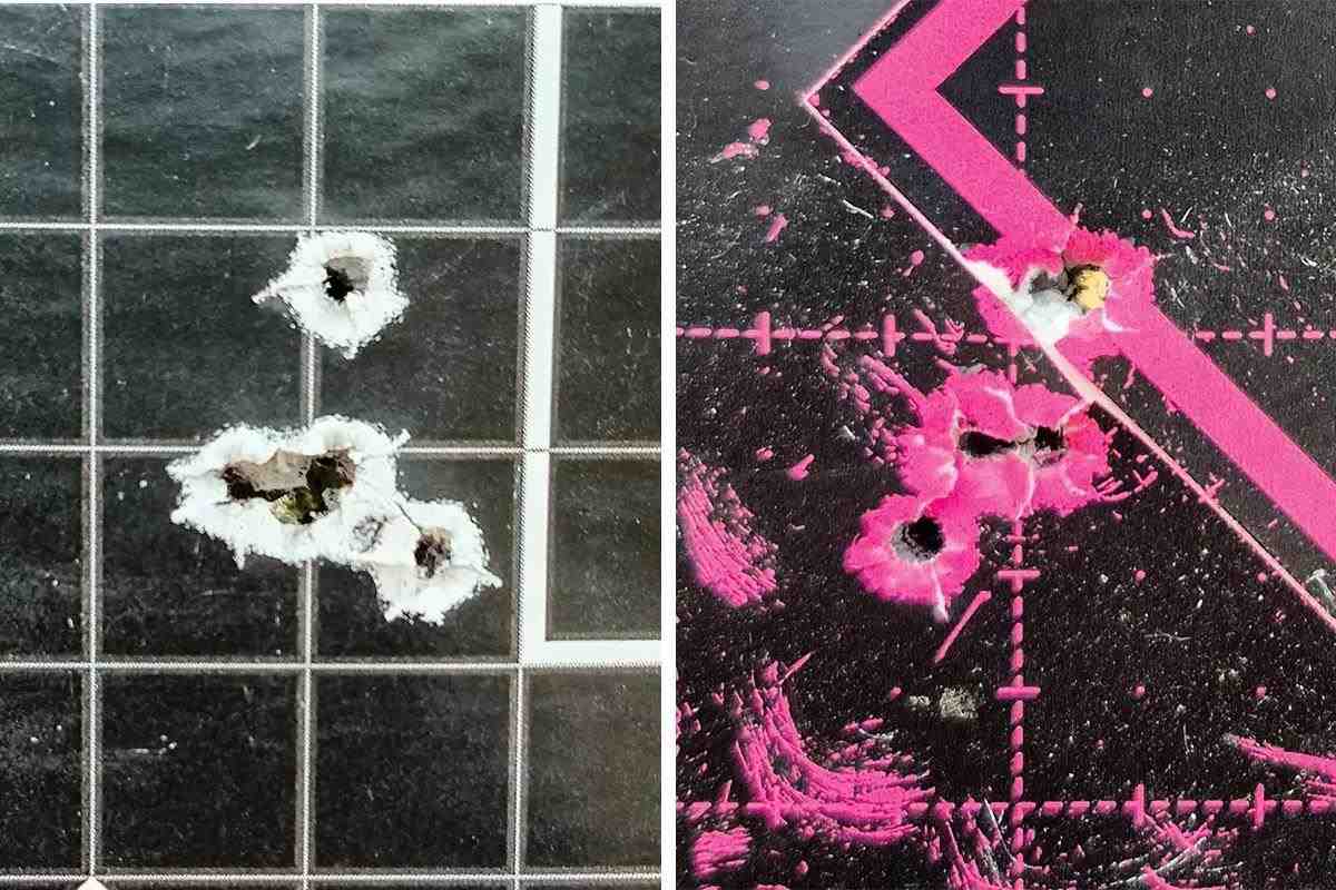 targets showing shot groups at 50 yards