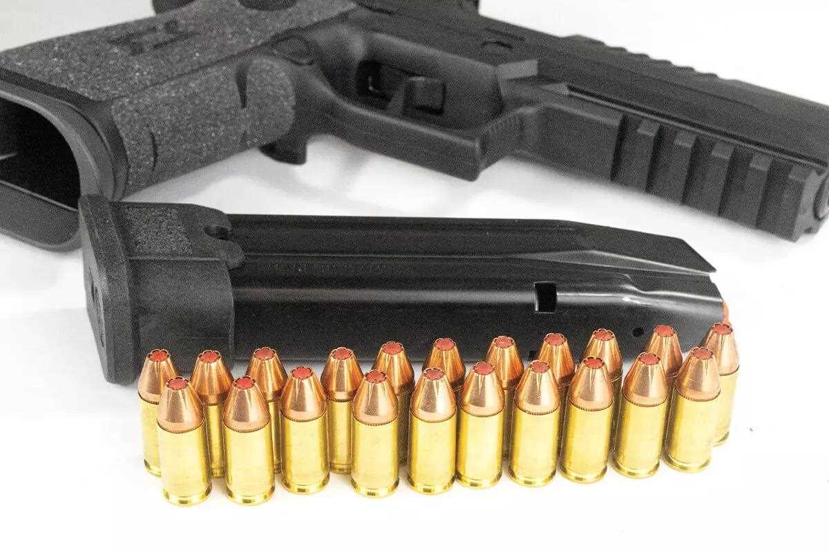 pistol on side with ammo