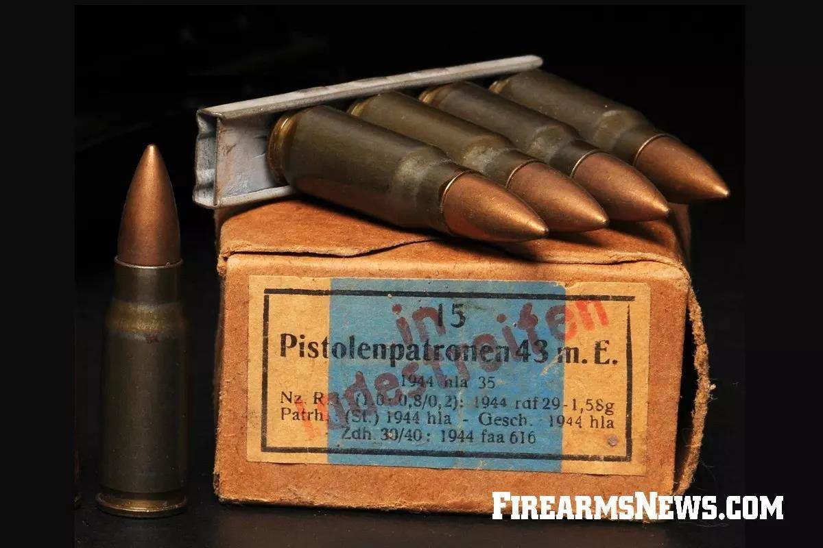 7.92x33mm Kurz cartridges with original box on black background 