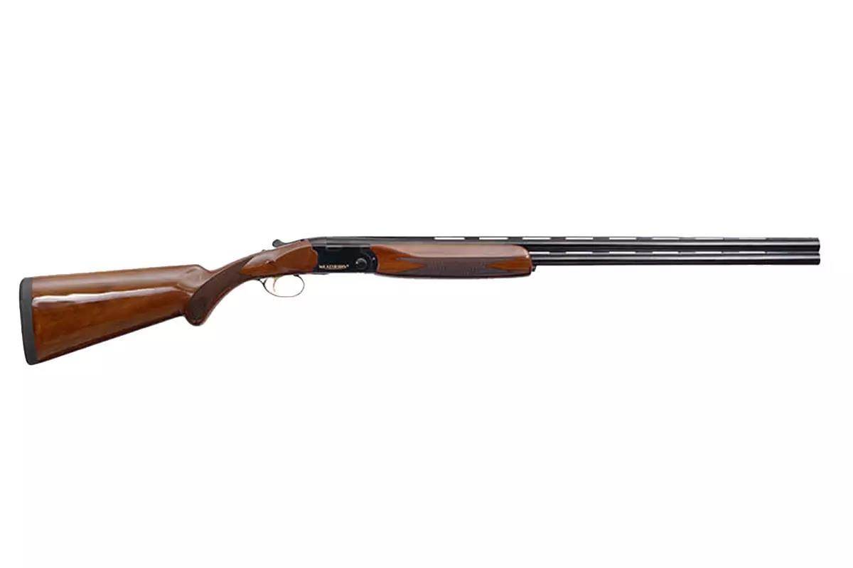 A Weatherby: Orion I shotgun on a white background.