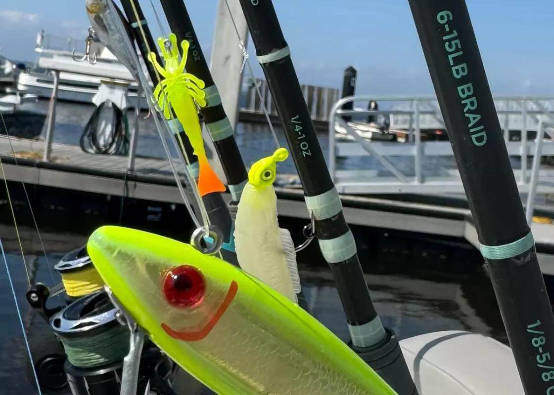 Bright green plug and two jigs