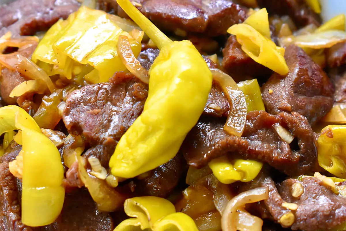 meat and peppers