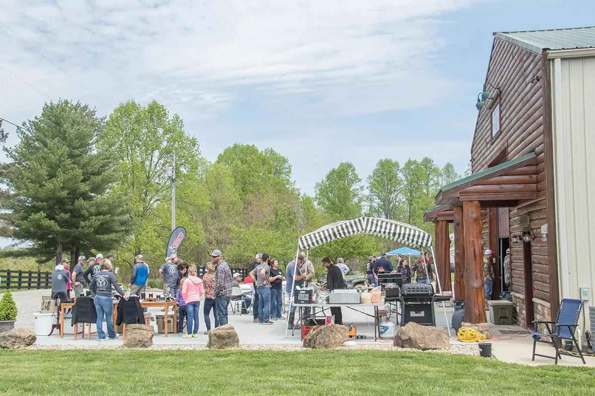 Group of people gathered for BBQ