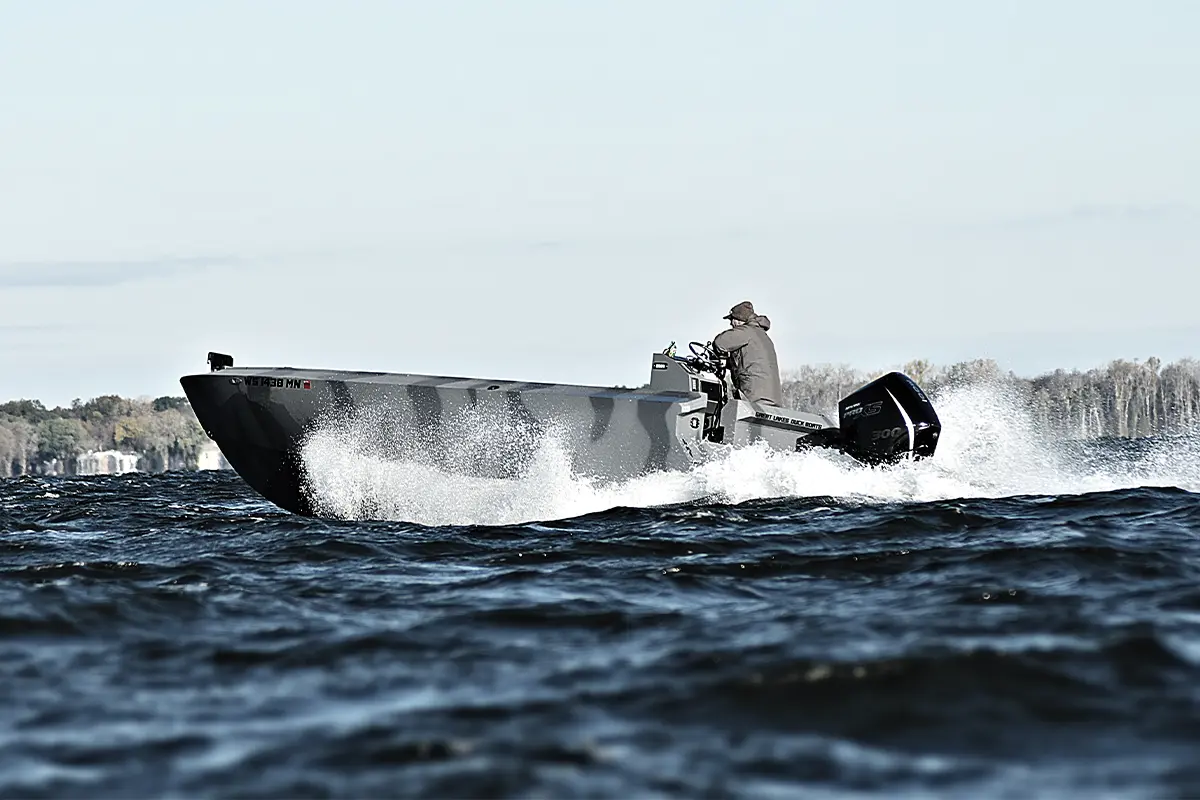 duck hunting boats with mud motor