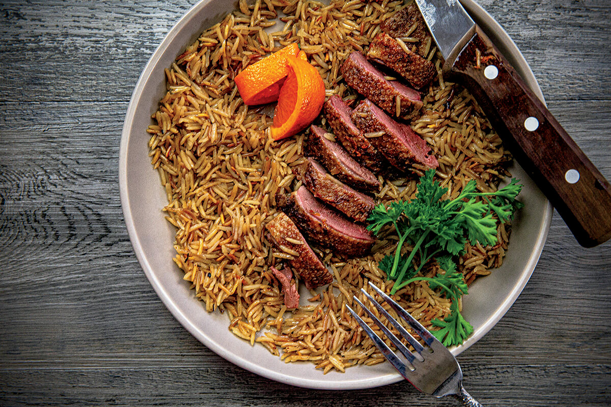 Pellet-Grilled Duck with Fried Rice Recipe