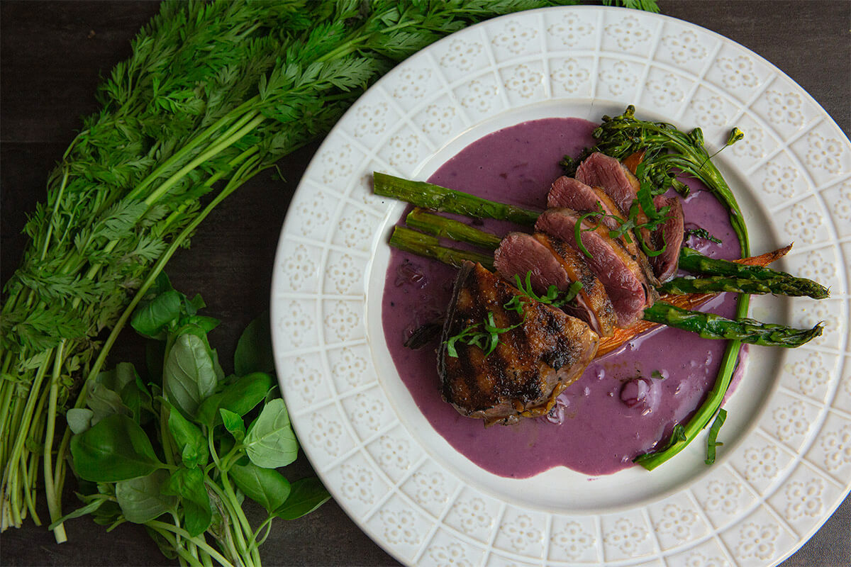Sous Vide and Reverse-Seared Duck Breast with Blueberry Beurre Blanc Recipe